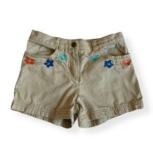 Gymboree Floral Embroidered Khaki Shorts